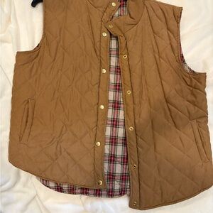 EUC 2x reversible Brown Quilted Vest with Plaid Lining